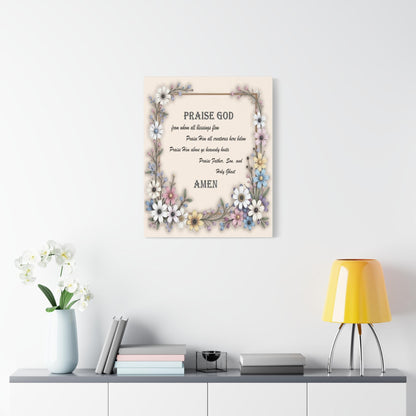 Canvas Print, Doxology Floral Drawing Art, Wall Decor, Home Decor, Gift for Her, Religious Art - Printspirationz
