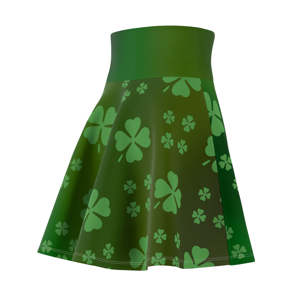 Skater Skirt, Lucky Clover Design, St. Patrick's Day Outfit, Green Gradient Skirt, Women's Clothing, Knee Length Flare Skirt, Shamrock
