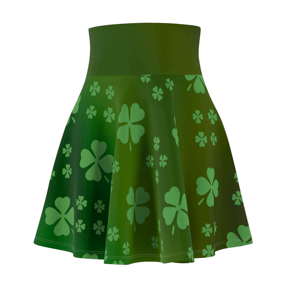 Skater Skirt, Lucky Clover Design, St. Patrick's Day Outfit, Green Gradient Skirt, Women's Clothing, Knee Length Flare Skirt, Shamrock