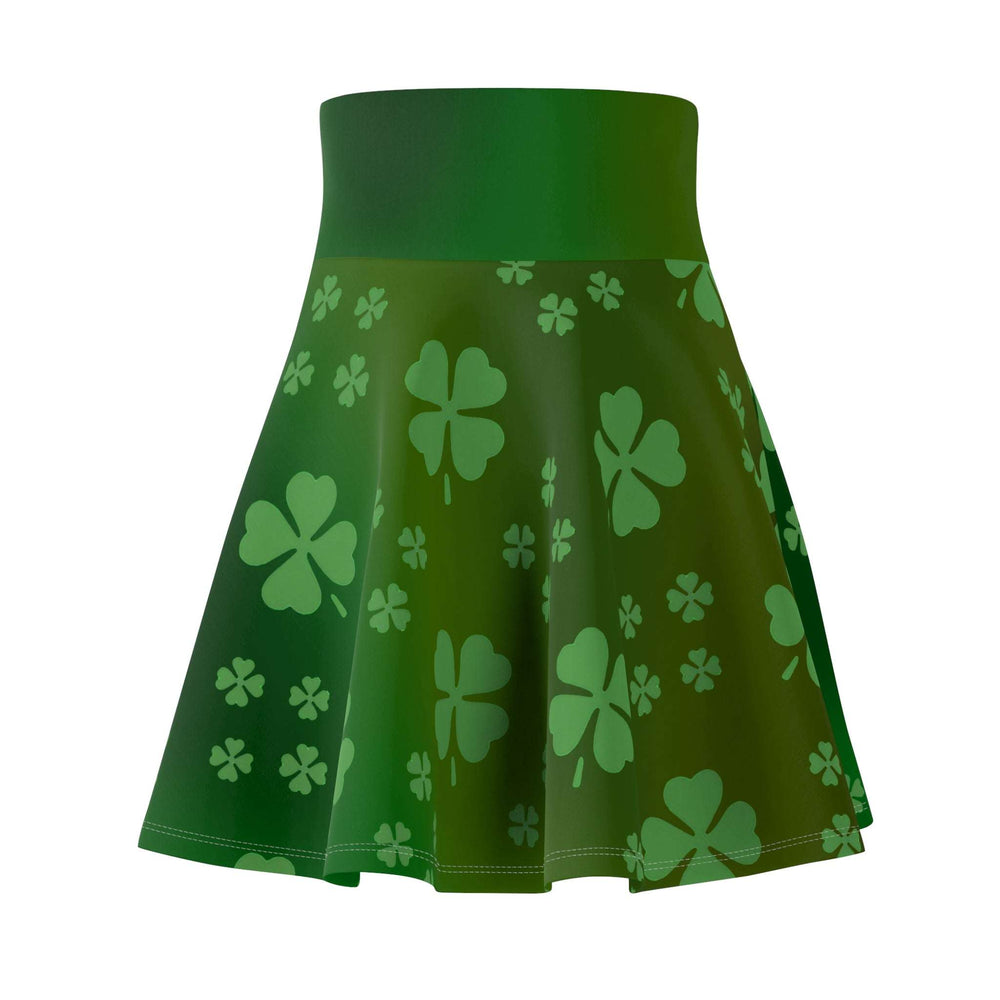 Skater Skirt, Lucky Clover Design, St. Patrick's Day Outfit, Green Gradient Skirt, Women's Clothing, Knee Length Flare Skirt, Shamrock