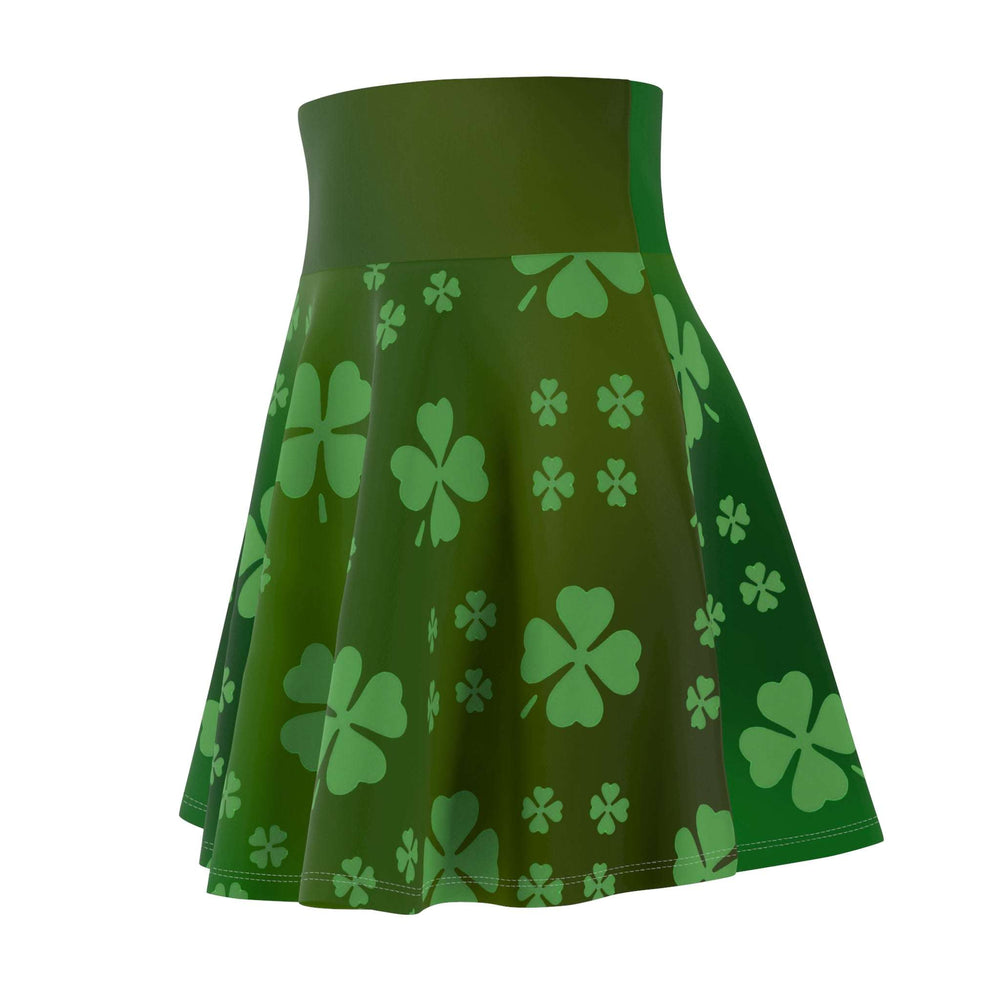 Skater Skirt, Lucky Clover Design, St. Patrick's Day Outfit, Green Gradient Skirt, Women's Clothing, Knee Length Flare Skirt, Shamrock