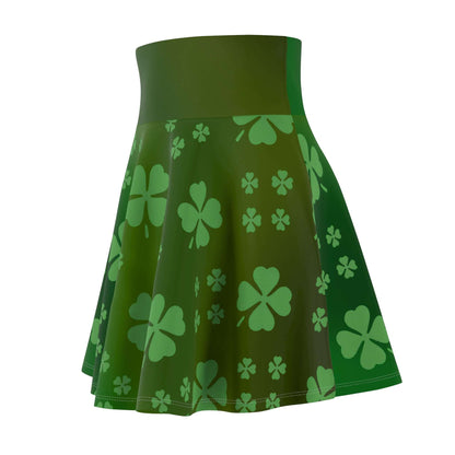 Skater Skirt, Lucky Clover Design, St. Patrick's Day Outfit, Green Gradient Skirt, Women's Clothing, Knee Length Flare Skirt, Shamrock