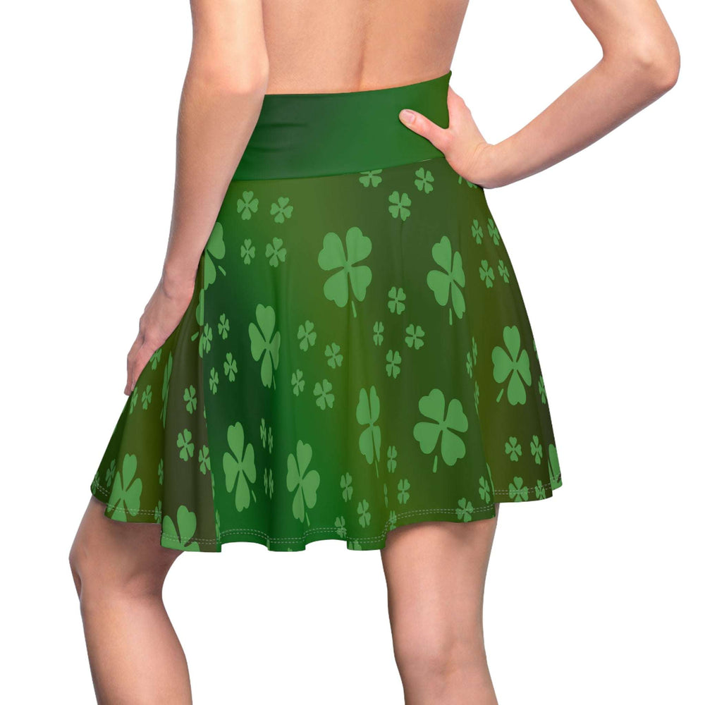 Skater Skirt, Lucky Clover Design, St. Patrick's Day Outfit, Green Gradient Skirt, Women's Clothing, Knee Length Flare Skirt, Shamrock