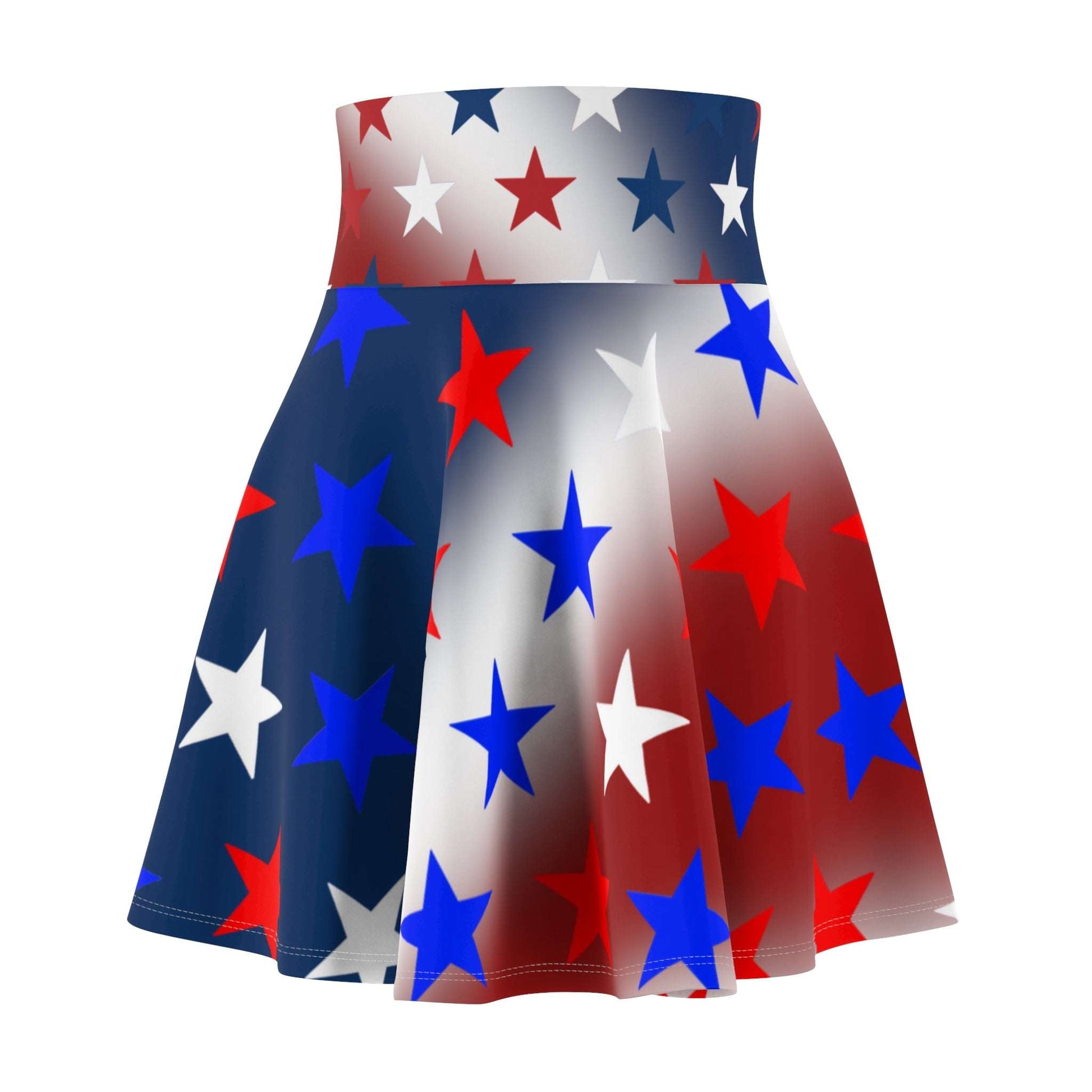 Skater Skirt Red White Blue Stars Gradient Women's Fashion