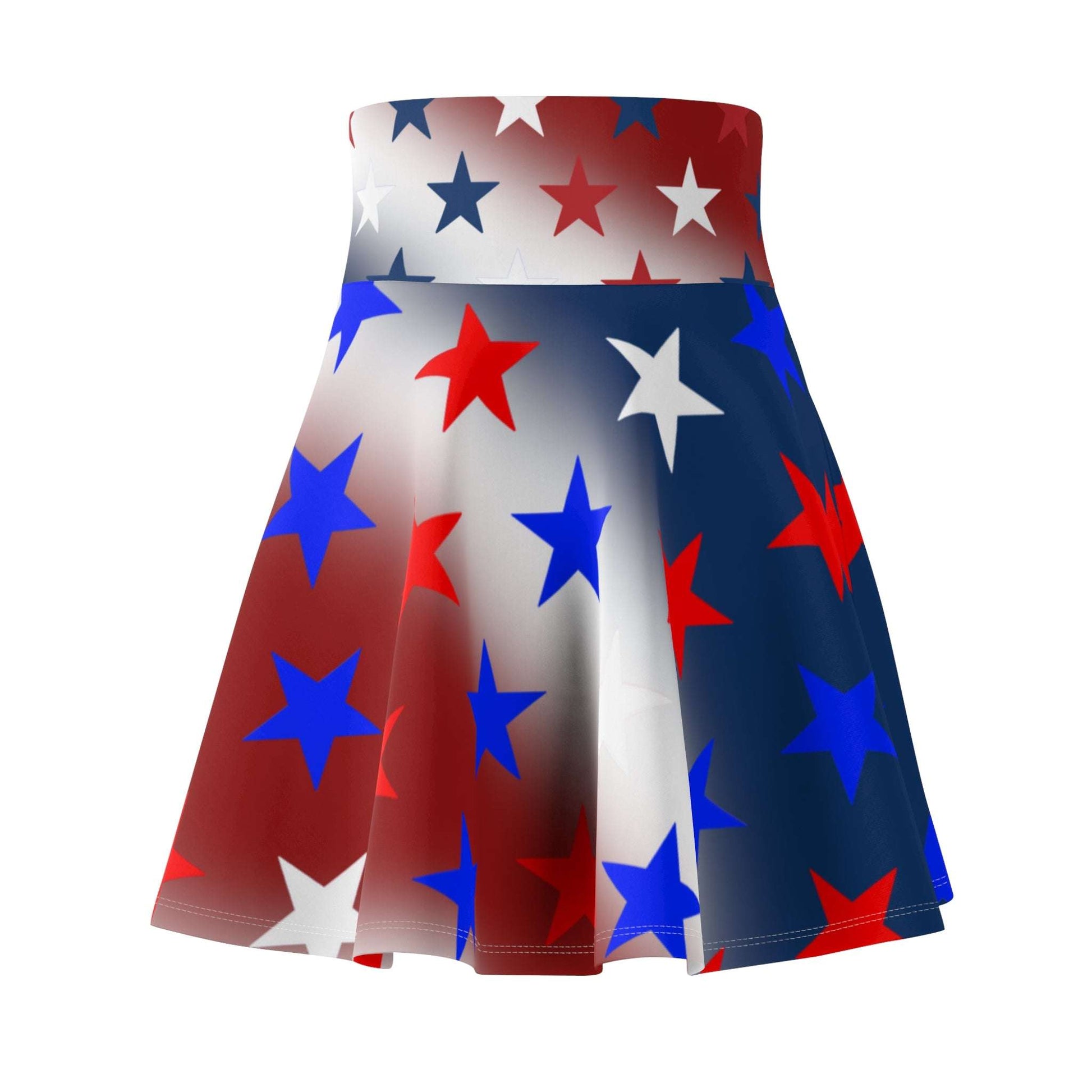 Skater Skirt Red White Blue Stars Gradient Women's Fashion