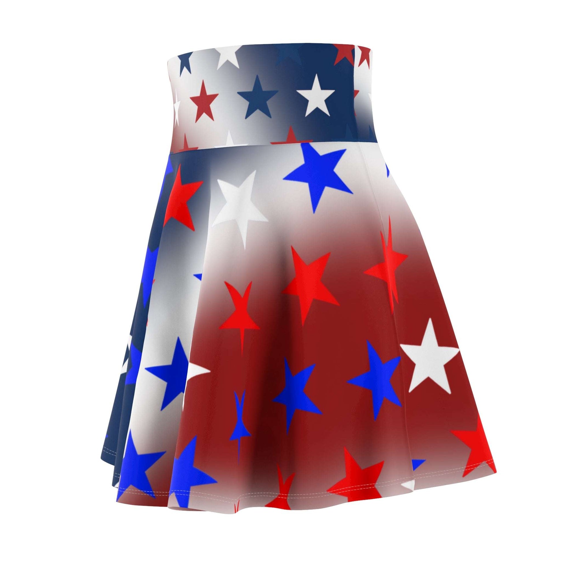 Skater Skirt Red White Blue Stars Gradient Women's Fashion