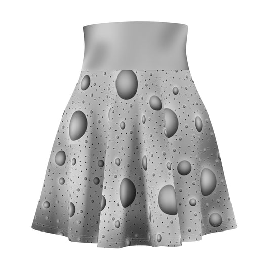 Sphere Polka Dots Skater Skirt - Grey Gradient Background Design - Printspirationz