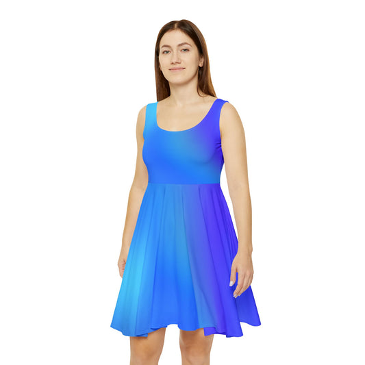 Blue Gradient Colored Skater Dress - Perfect for any Occasion - Printspirationz