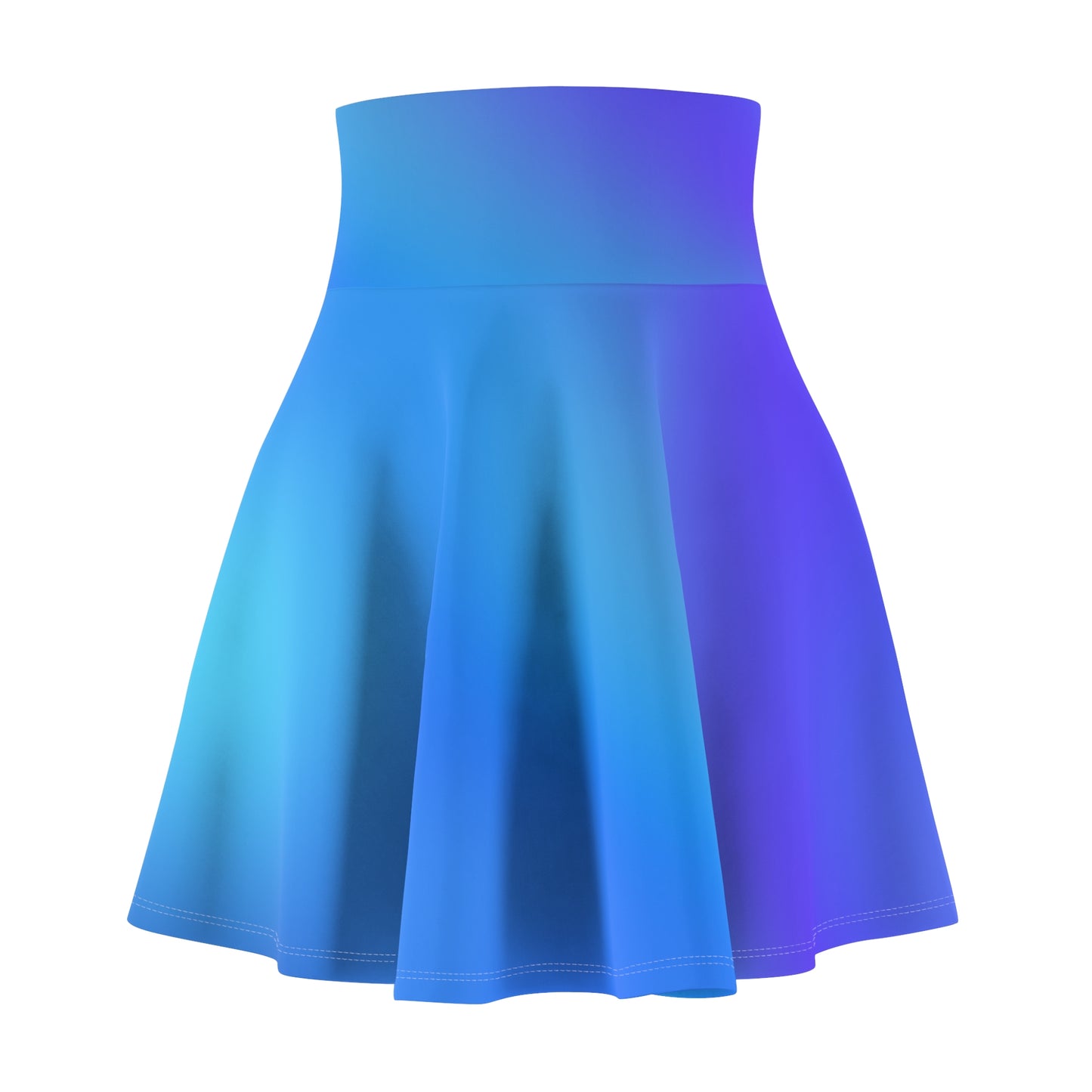 Blue Gradient Colored Skater Skirt - Versatile High Waist Ombre - Perfect for Mixing and Matching Colors (AOP) - Printspirationz