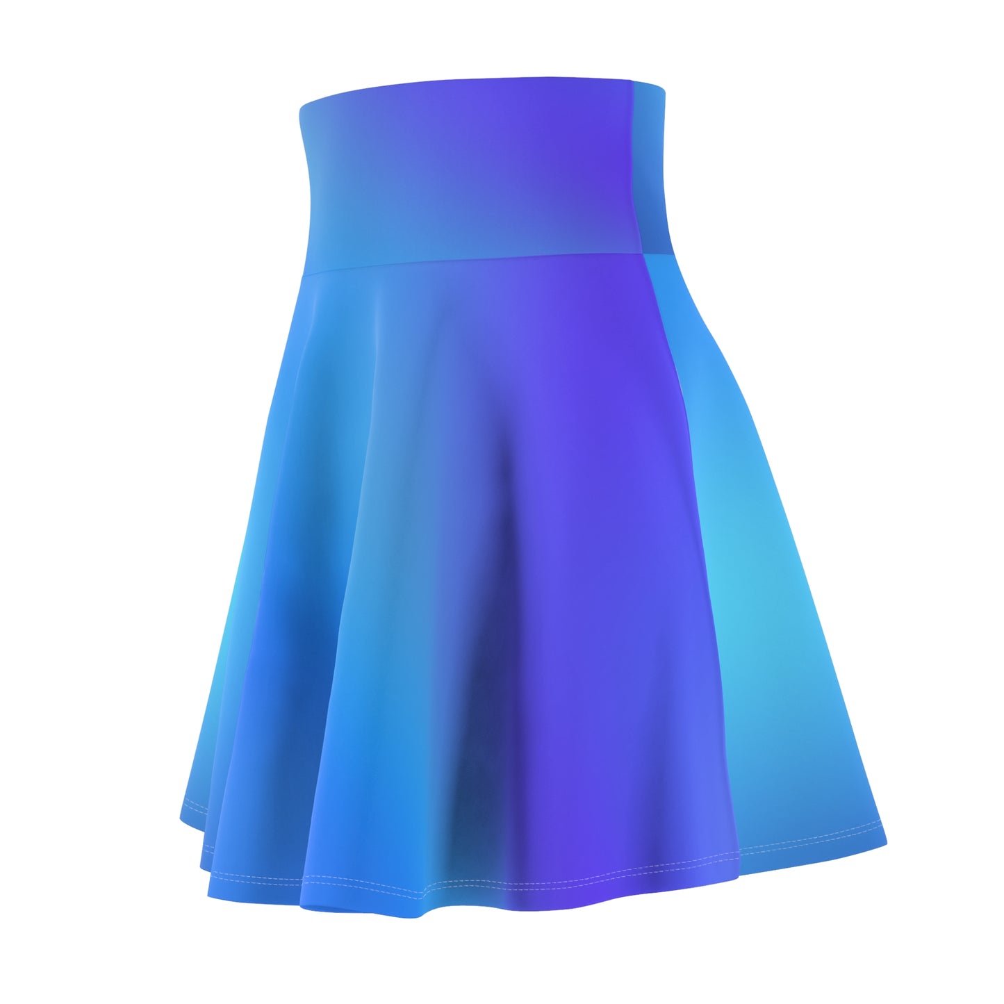 Blue Gradient Colored Skater Skirt - Versatile High Waist Ombre - Perfect for Mixing and Matching Colors (AOP) - Printspirationz