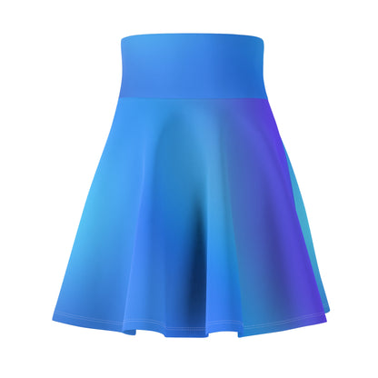 Blue Gradient Colored Skater Skirt - Versatile High Waist Ombre - Perfect for Mixing and Matching Colors (AOP) - Printspirationz