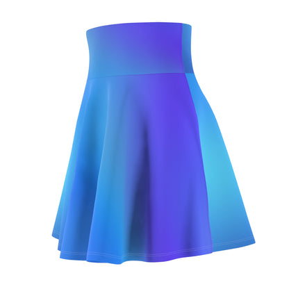 Blue Gradient Colored Skater Skirt - Versatile High Waist Ombre - Perfect for Mixing and Matching Colors (AOP) - Printspirationz
