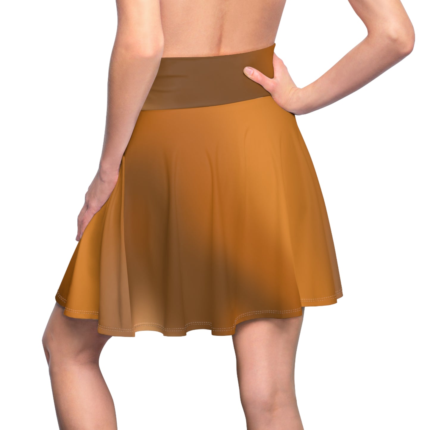 Brown Gradient Colored Skater Skirt - Versatile High Waist Ombre - Perfect for Mixing and Matching Colors (AOP) - Printspirationz