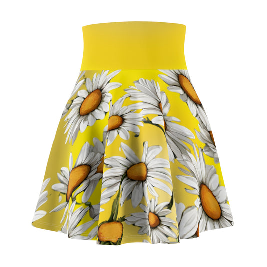 Daisy Print Skate Skirt - Yellow Ombre Floral Style - Sunny Summer Fashion - Printspirationz