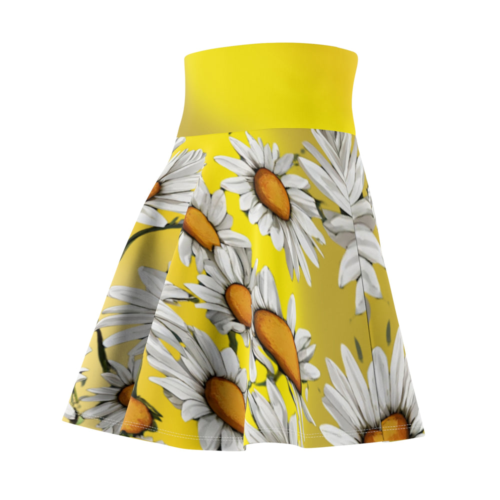 Daisy Print Skate Skirt - Yellow Ombre Floral Style - Sunny Summer Fashion