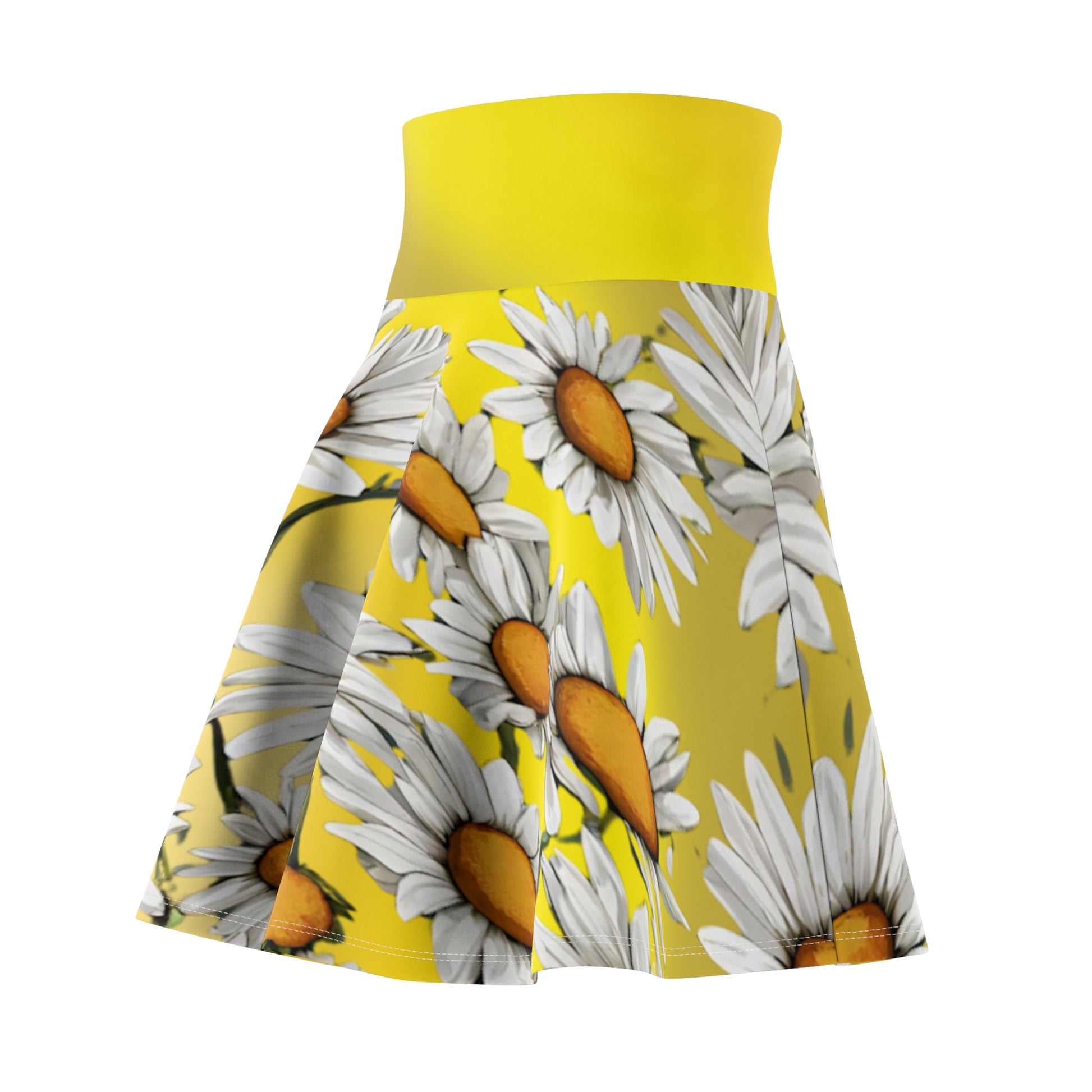 Daisy Print Skate Skirt - Yellow Ombre Floral Style - Sunny Summer Fashion - Printspirationz