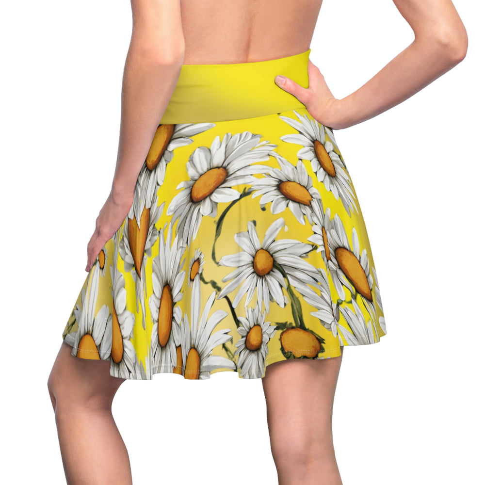 Daisy Print Skate Skirt - Yellow Ombre Floral Style - Sunny Summer Fashion