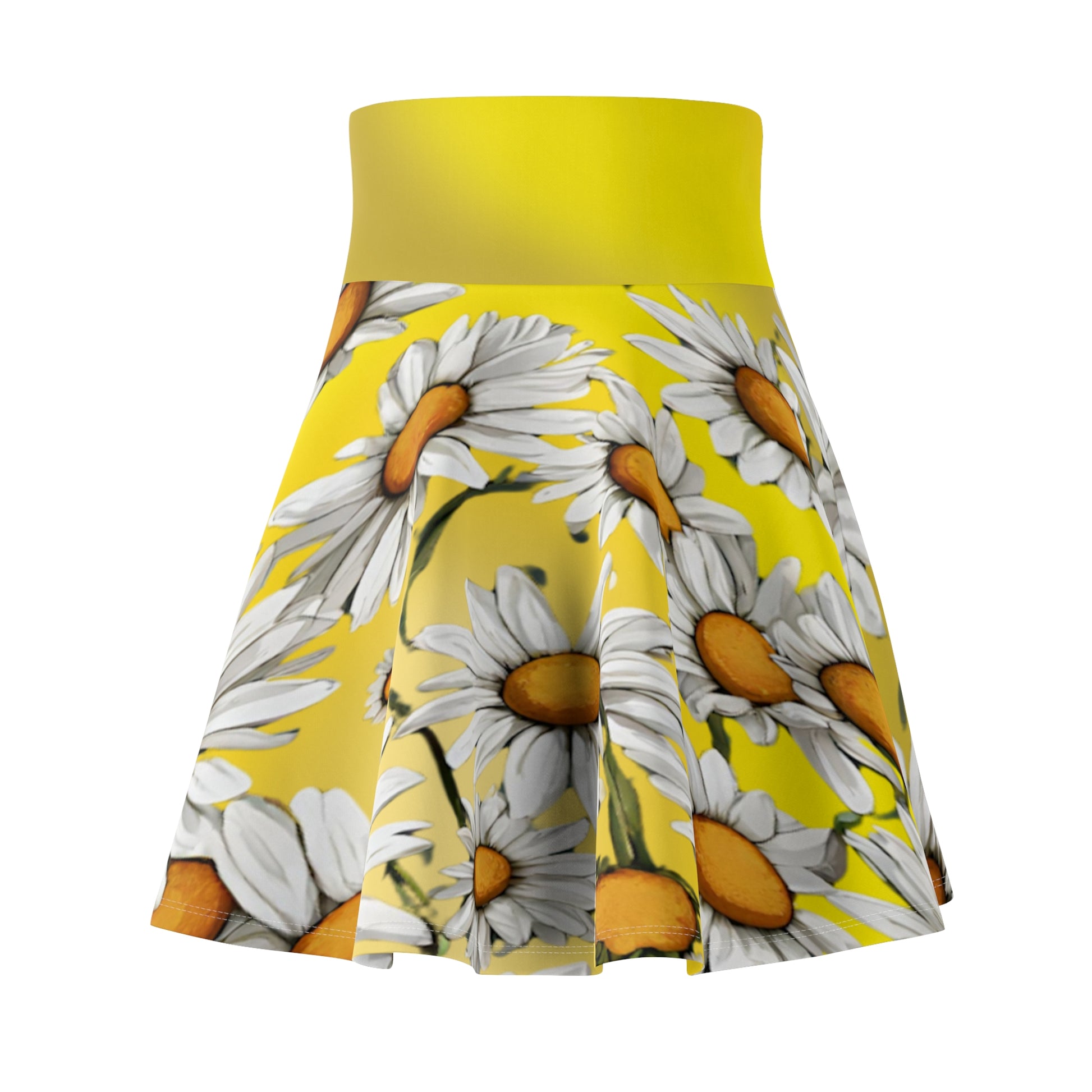 Daisy Print Skate Skirt - Yellow Ombre Floral Style - Sunny Summer Fashion - Printspirationz