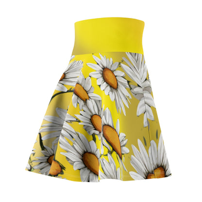 Daisy Print Skate Skirt - Yellow Ombre Floral Style - Sunny Summer Fashion - Printspirationz