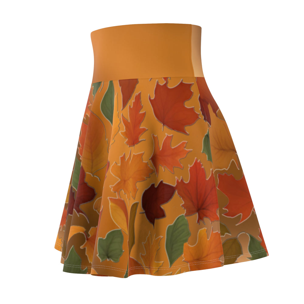 Fall Colored Leaves Skater Skirt - Versatile High Waist Ombre - Perfect for Mixing and Matching Colors (AOP)