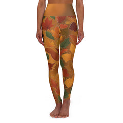 Fall leaves High Waist Yoga Leggings Vibrant Gradient Colored (AOP)