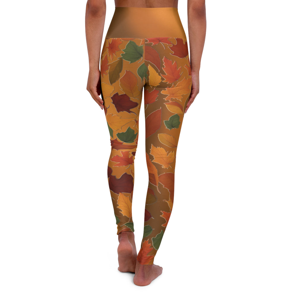 Fall leaves High Waist Yoga Leggings Vibrant Gradient Colored (AOP)