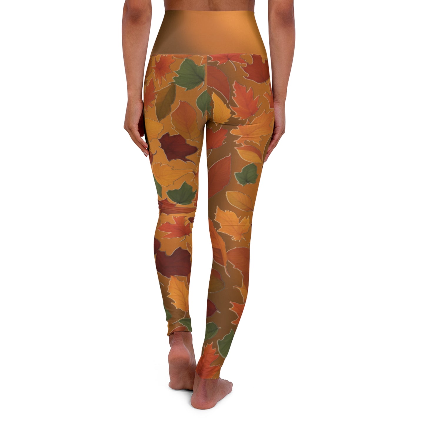 Fall leaves High Waist Yoga Leggings Vibrant Gradient Colored (AOP) - Printspirationz