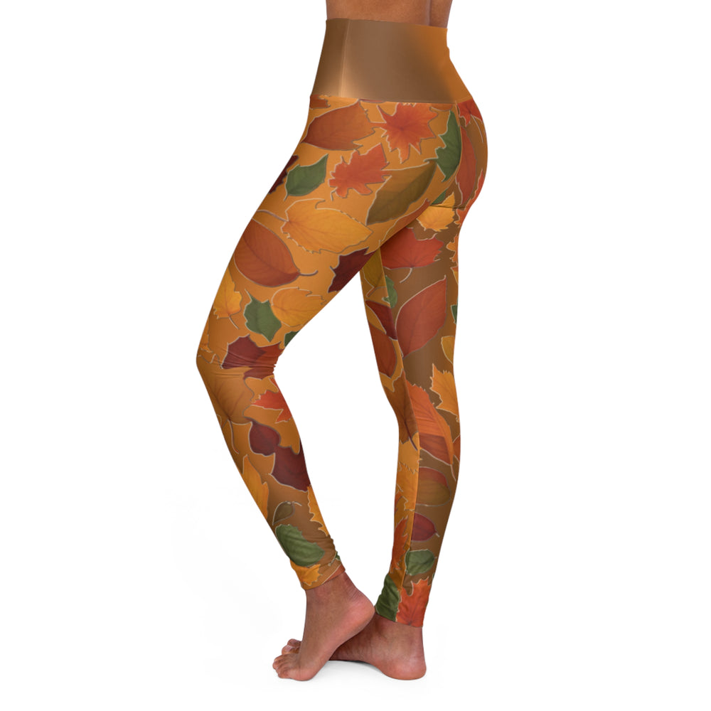 Fall leaves High Waist Yoga Leggings Vibrant Gradient Colored (AOP)