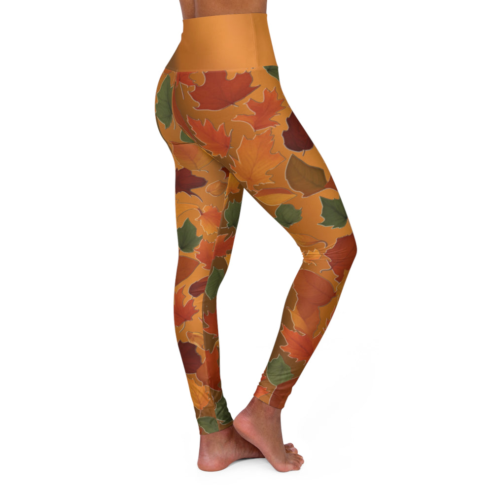 Fall leaves High Waist Yoga Leggings Vibrant Gradient Colored (AOP)