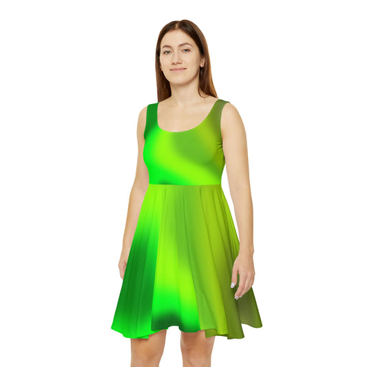Green Gradient Colored Skater Dress - Perfect for any Occasion - Printspirationz