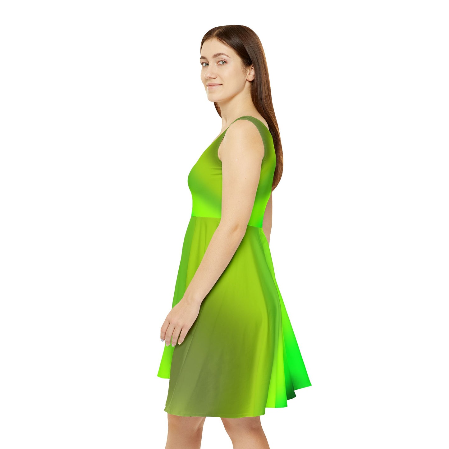 Green Gradient Colored Skater Dress - Perfect for any Occasion - Printspirationz
