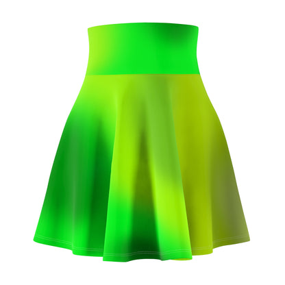 Green Gradient Colored Skater Skirt - Versatile High Waist Ombre - Perfect for Mixing and Matching Colors (AOP) - Printspirationz