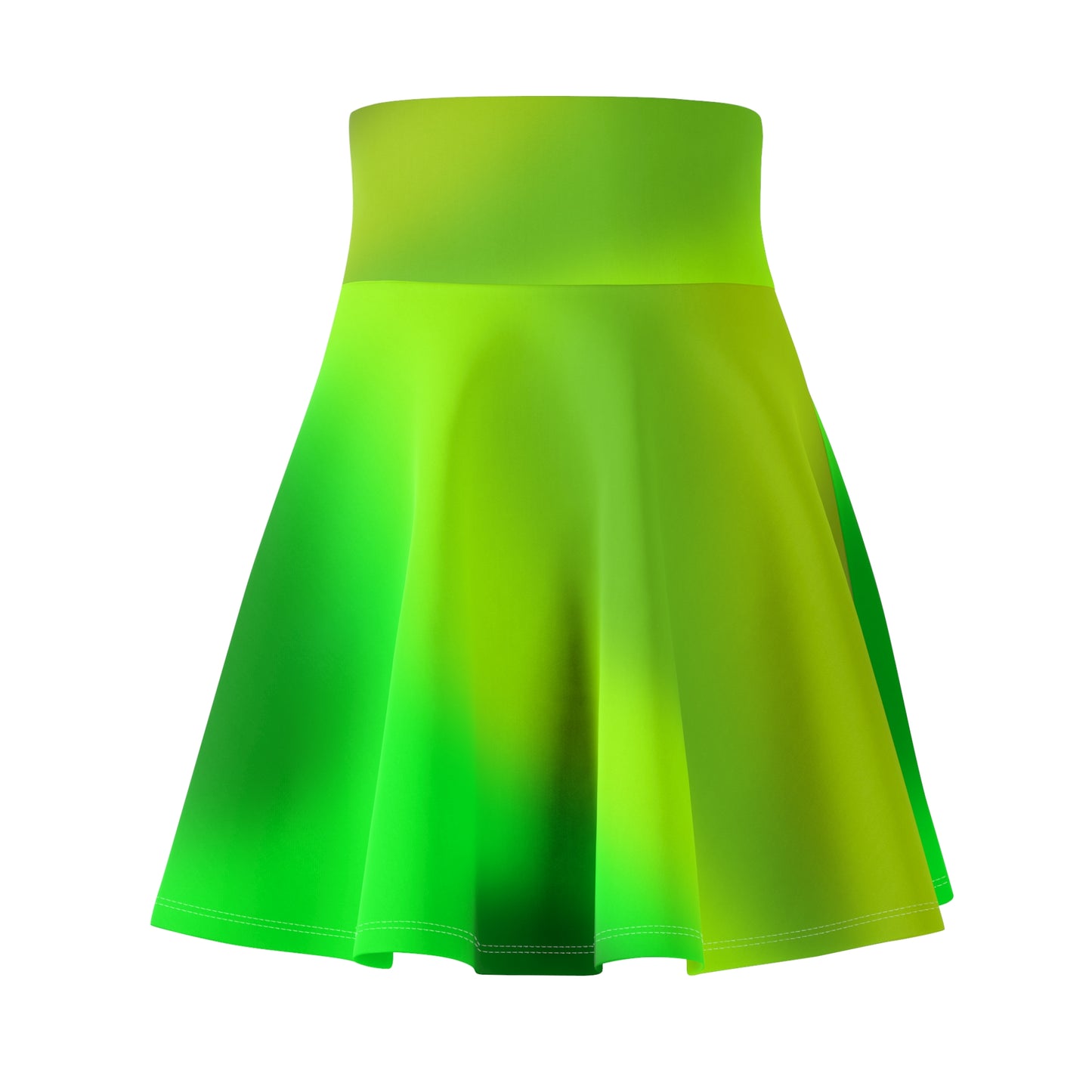 Green Gradient Colored Skater Skirt - Versatile High Waist Ombre - Perfect for Mixing and Matching Colors (AOP) - Printspirationz