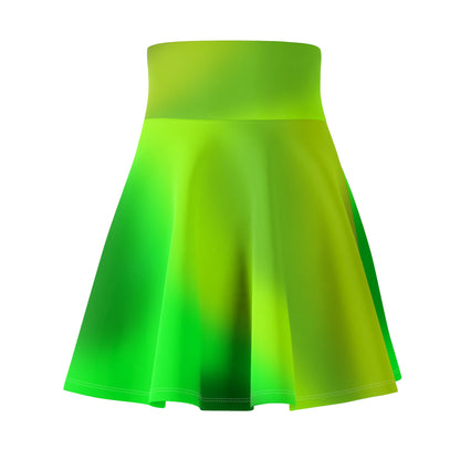 Green Gradient Colored Skater Skirt - Versatile High Waist Ombre - Perfect for Mixing and Matching Colors (AOP) - Printspirationz