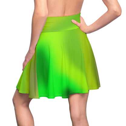 Green Gradient Colored Skater Skirt - Versatile High Waist Ombre - Perfect for Mixing and Matching Colors (AOP) - Printspirationz