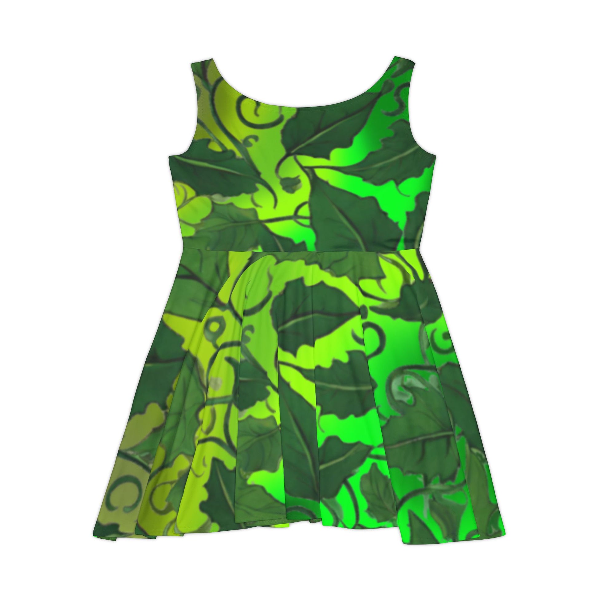 Green Leaves Skater Dress - Women's Summer Fashion - Eco-Friendly Fashion - Printspirationz