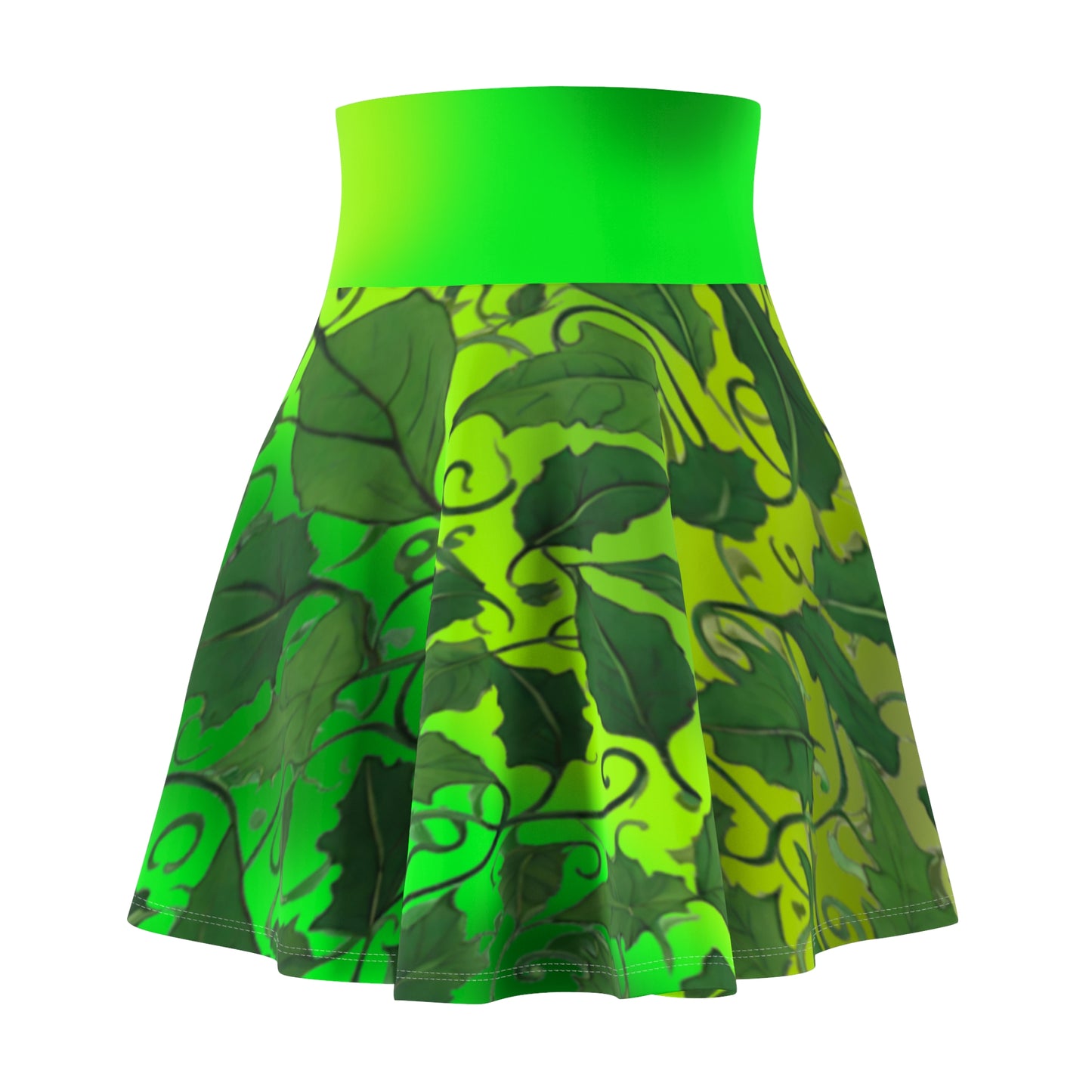 Green Leaves Skater Skirt - Cute. Flirty, and Feminine Design for Spring - Printspirationz