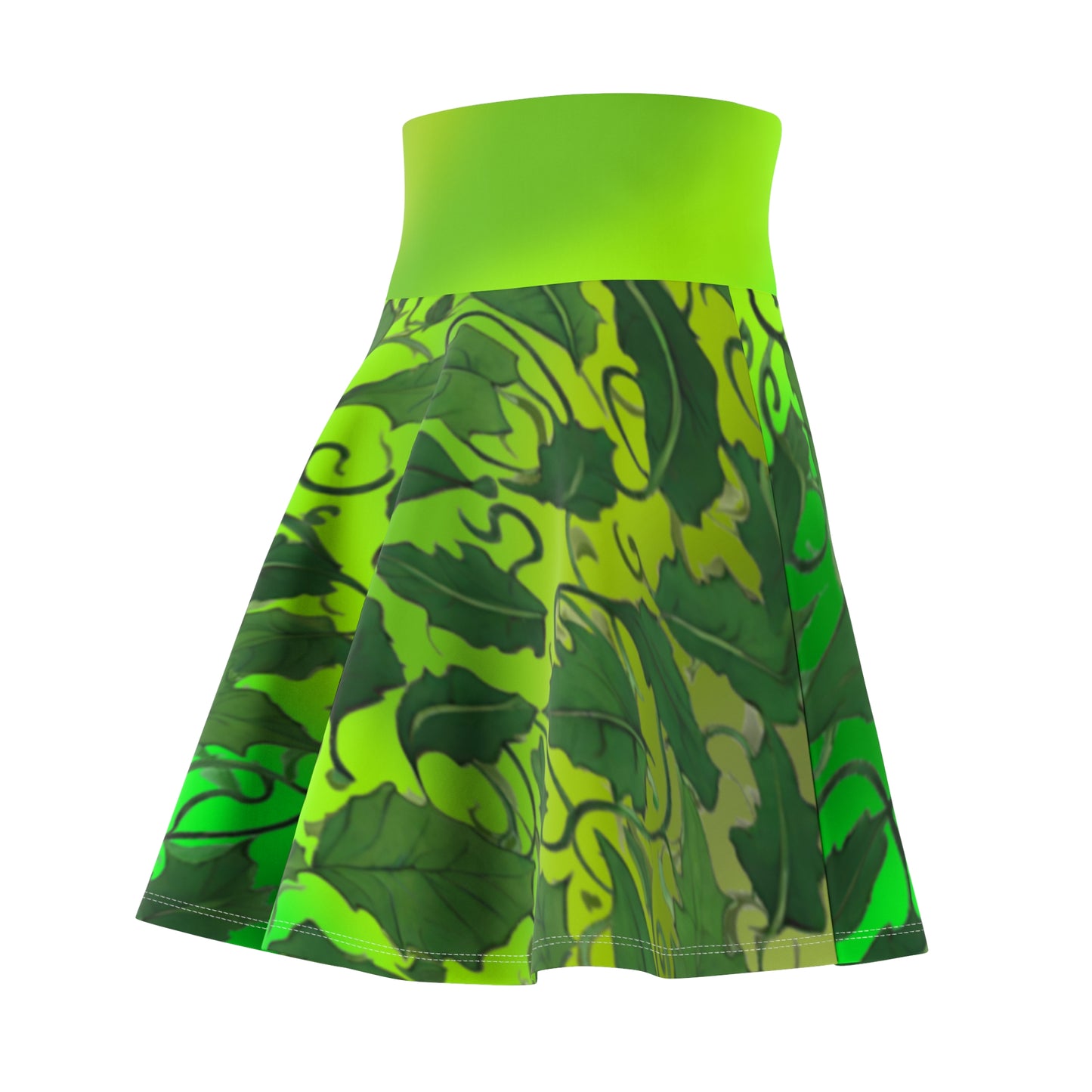 Green Leaves Skater Skirt - Cute. Flirty, and Feminine Design for Spring - Printspirationz
