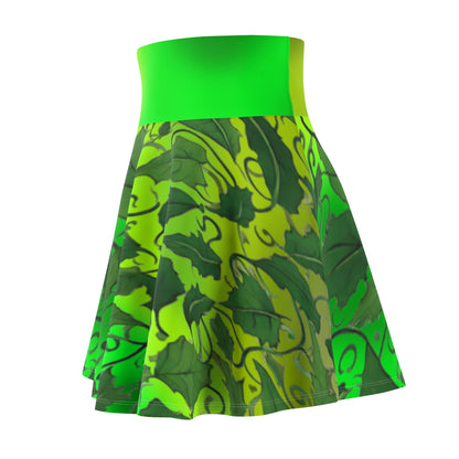 Green Leaves Skater Skirt - Cute. Flirty, and Feminine Design for Spring - Printspirationz