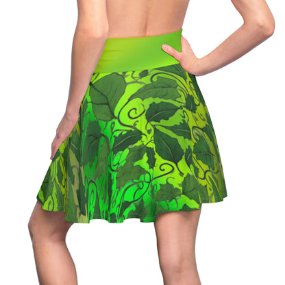 Green Leaves Skater Skirt - Cute. Flirty, and Feminine Design for Spring - Printspirationz