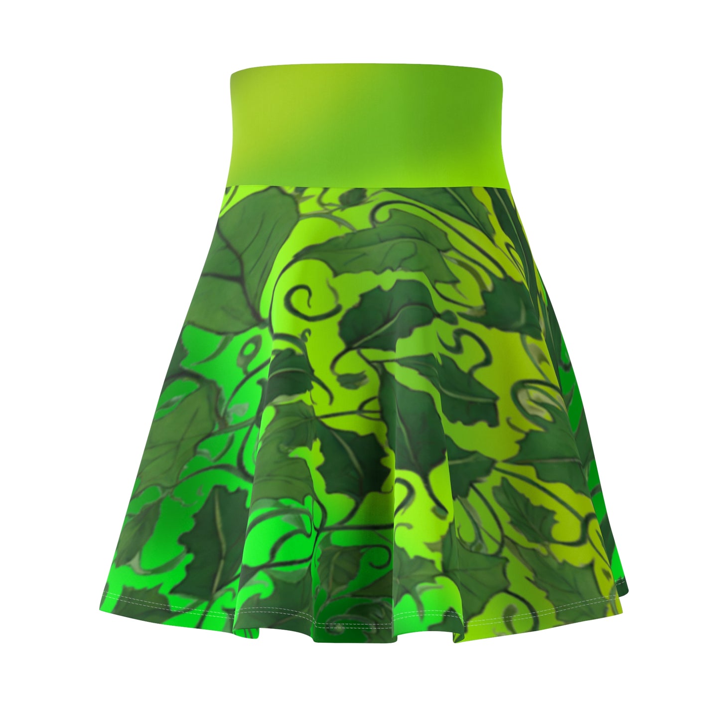 Green Leaves Skater Skirt - Cute. Flirty, and Feminine Design for Spring - Printspirationz