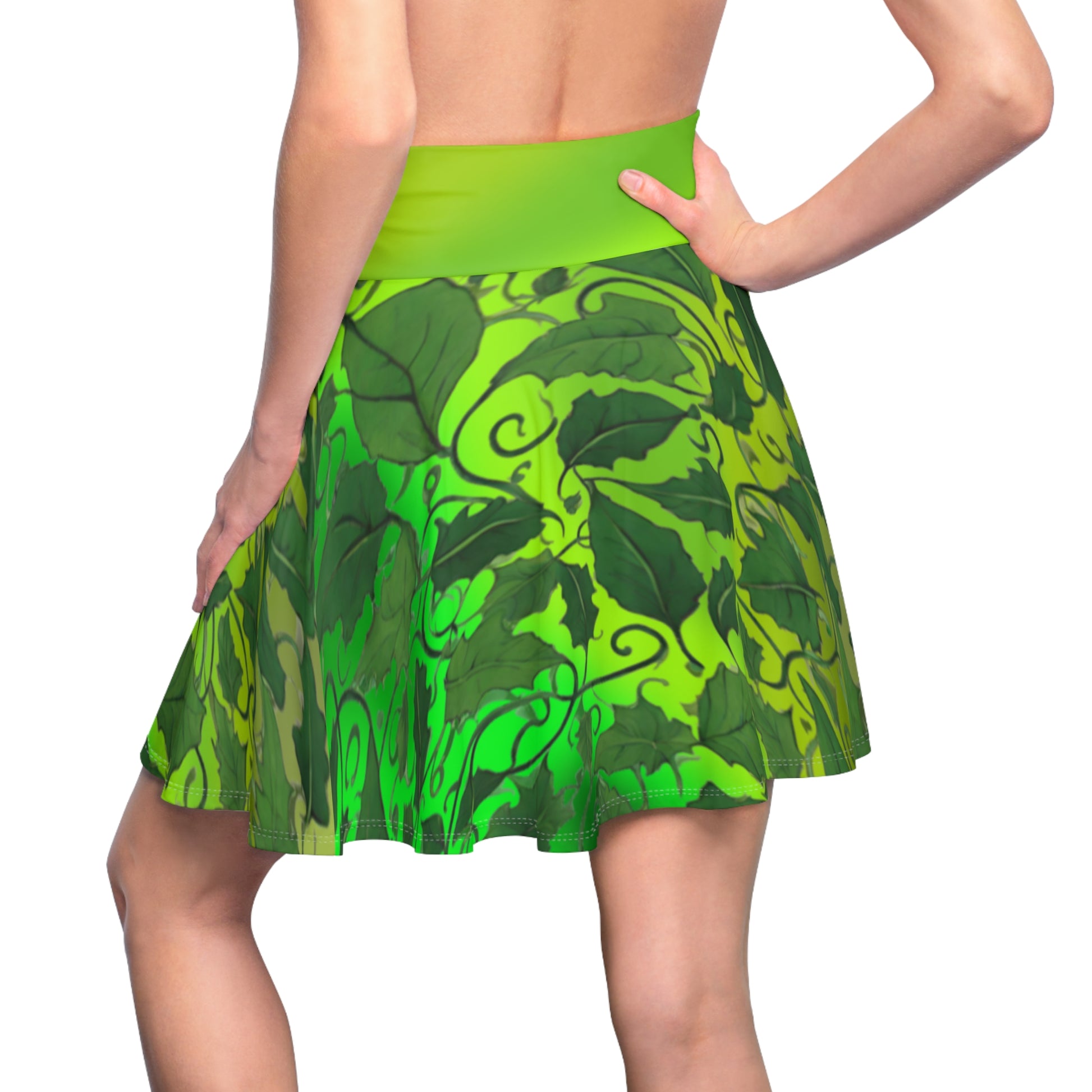 Green Leaves Skater Skirt - Cute. Flirty, and Feminine Design for Spring - Printspirationz