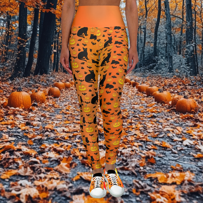 Halloween Yoga Leggings, Pumpkins, Bats, and Black Kitty Cats, Orange Haunted  Workout Pants, Fitness Costume Gym Activewear, Dance Clothes - Printspirationz