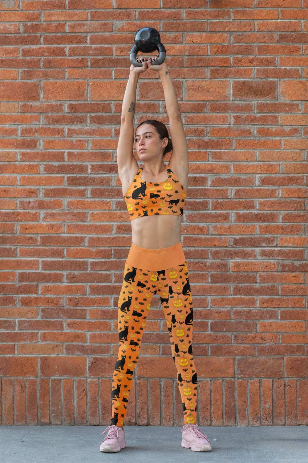 Halloween Yoga Leggings, Pumpkins, Bats, and Black Kitty Cats, Orange Haunted  Workout Pants, Fitness Costume Gym Activewear, Dance Clothes