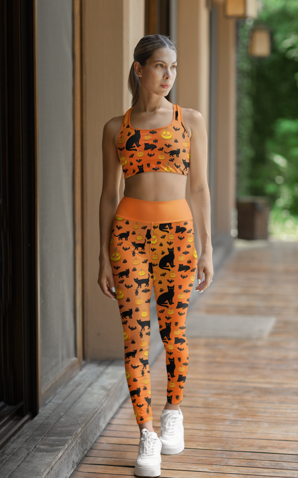 Halloween Yoga Leggings, Pumpkins, Bats, and Black Kitty Cats, Orange Haunted  Workout Pants, Fitness Costume Gym Activewear, Dance Clothes