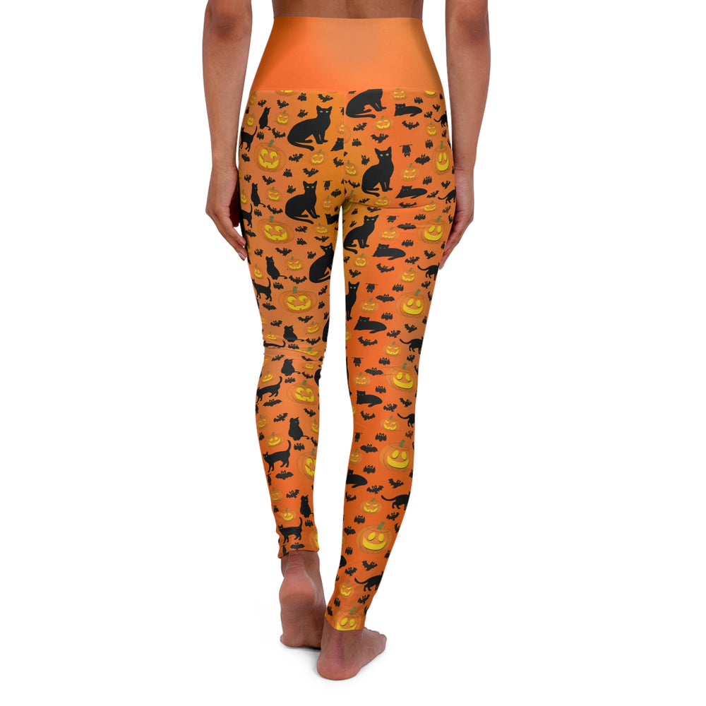 Halloween Yoga Leggings, Pumpkins, Bats, and Black Kitty Cats, Orange Haunted  Workout Pants, Fitness Costume Gym Activewear, Dance Clothes