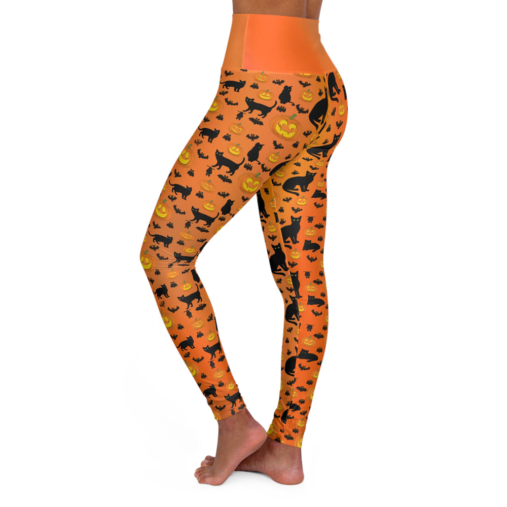 Halloween Yoga Leggings, Pumpkins, Bats, and Black Kitty Cats, Orange Haunted  Workout Pants, Fitness Costume Gym Activewear, Dance Clothes