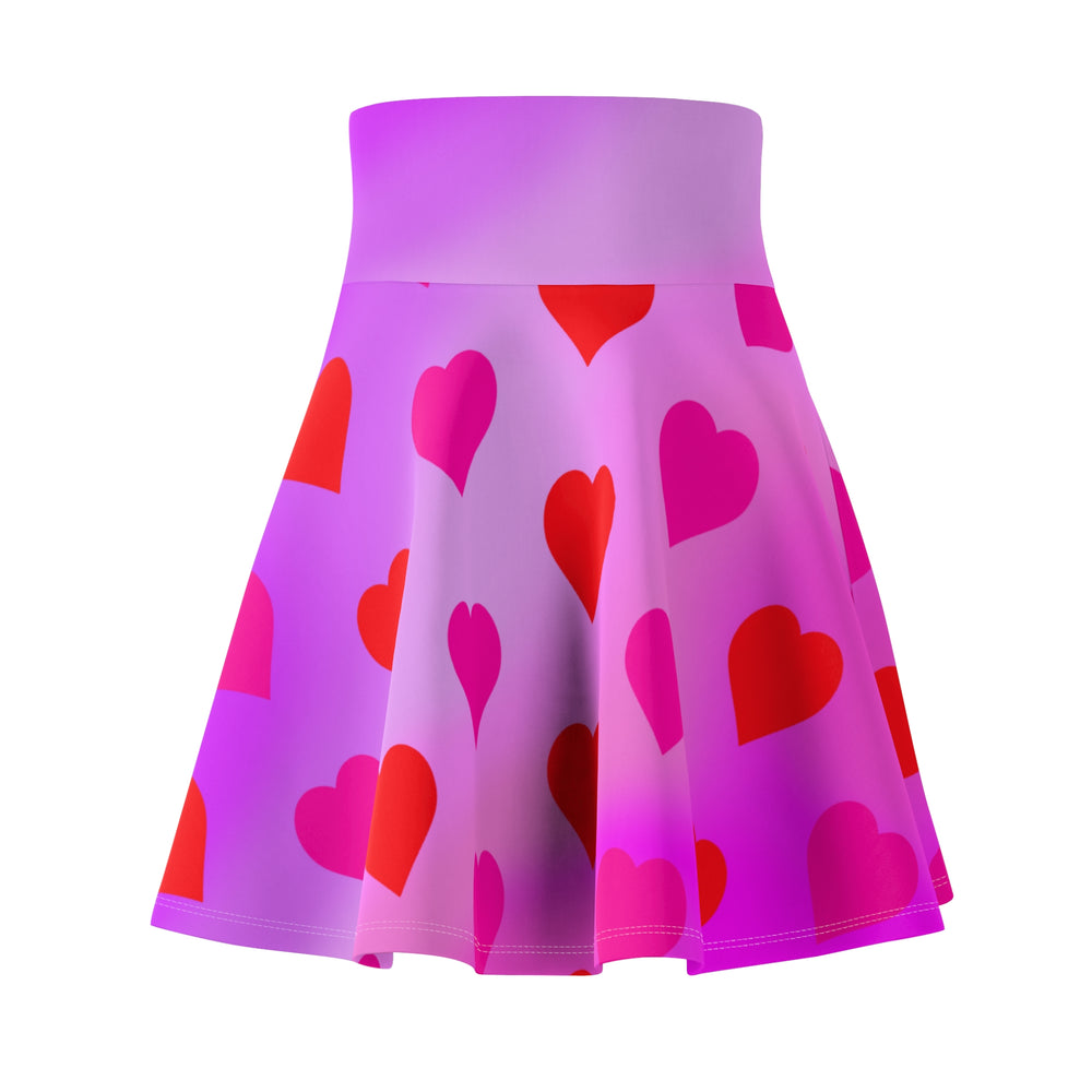 Heart Design - Sweetheart Gradient Skater Valentine's Day Heart Design Pink Ombre Gradient Skater Skirt, Skater, Red Hearts Skirt Flared Mini Skirt, Gifts for Wife or Girlfriend