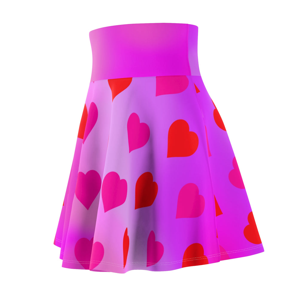 Heart Design - Sweetheart Gradient Skater Valentine's Day Heart Design Pink Ombre Gradient Skater Skirt, Skater, Red Hearts Skirt Flared Mini Skirt, Gifts for Wife or Girlfriend