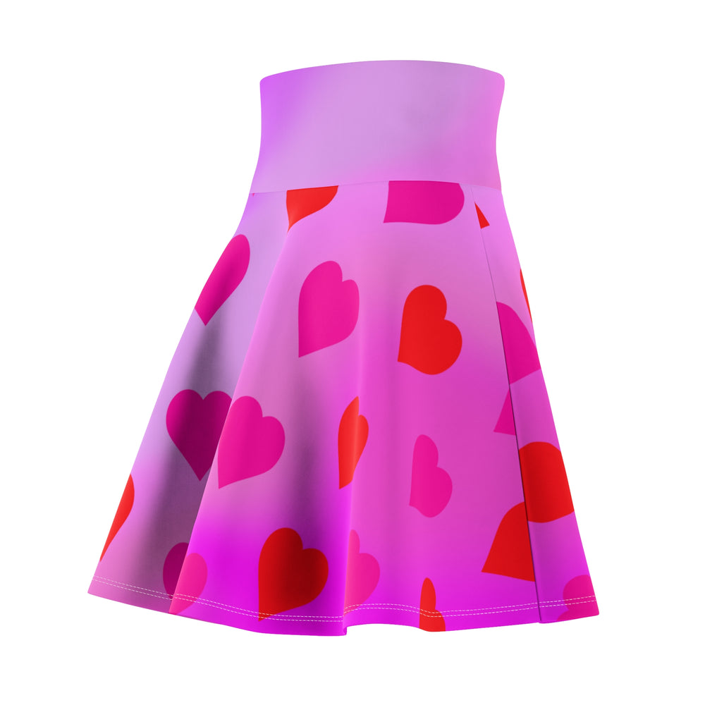 Heart Design - Sweetheart Gradient Skater Valentine's Day Heart Design Pink Ombre Gradient Skater Skirt, Skater, Red Hearts Skirt Flared Mini Skirt, Gifts for Wife or Girlfriend